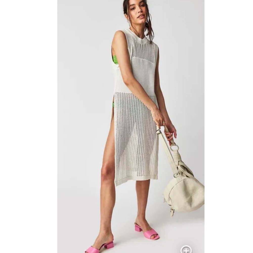 Free People Crew Crochet Poncho White/Ivory Small